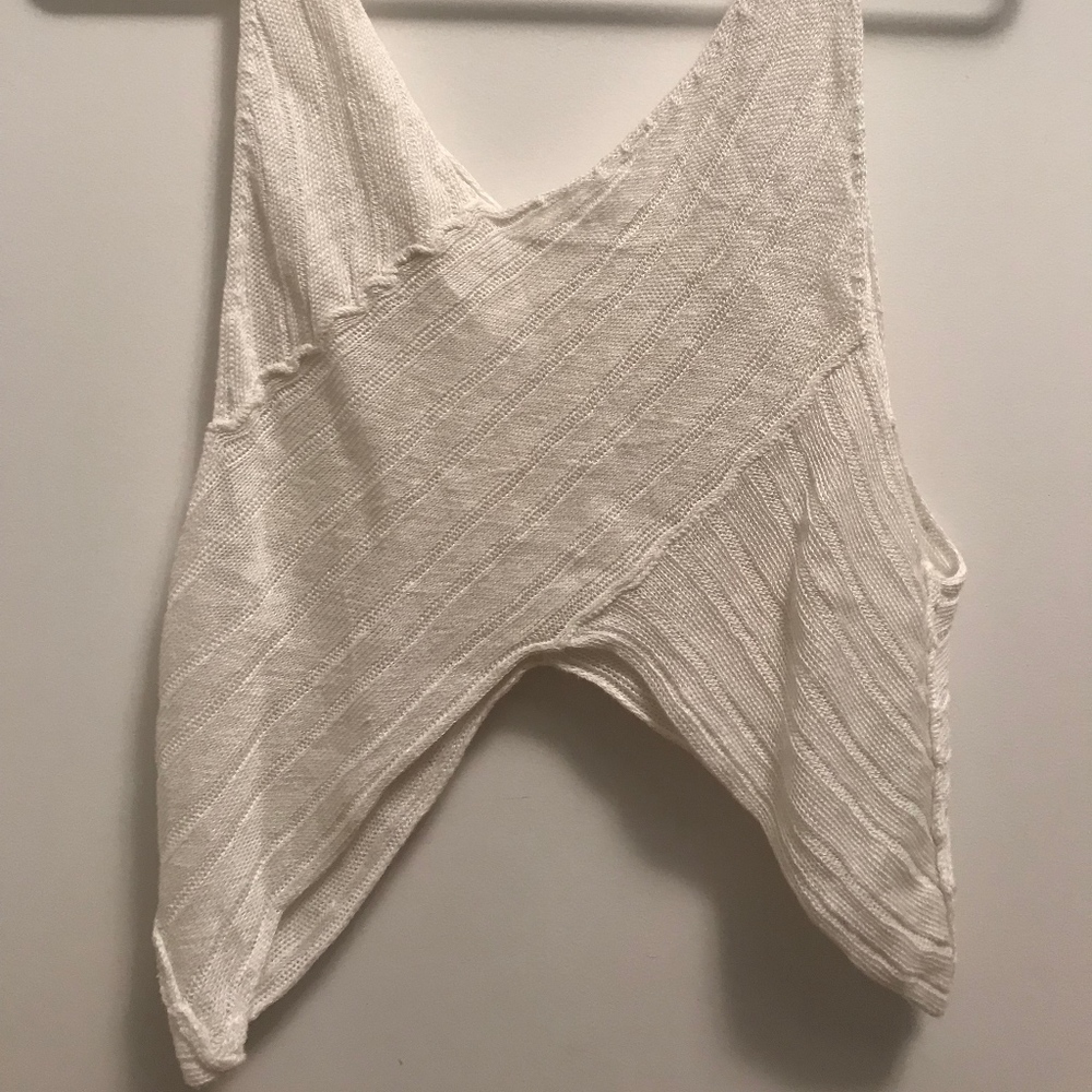SARAH PACINI White Knit Cropped Tank